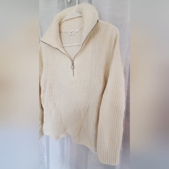 GAP Cream Knit 1/4 Zip Sweater | M - Picture 1 of 6